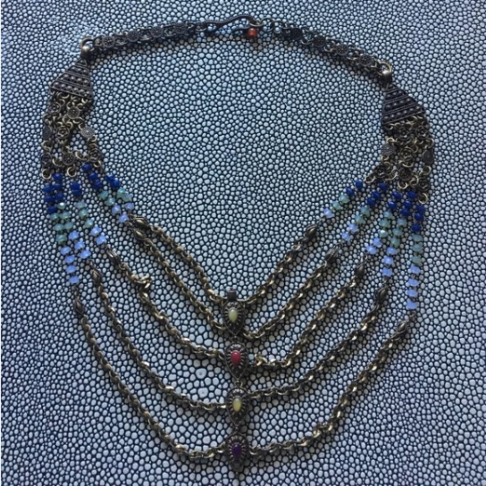 Gorgeous multi-tierred bronze look necklace